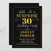 Invitation Surprise 30e fête d'anniversaire - Black Gold (Devant / Derrière)