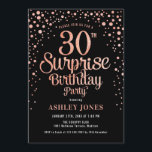 Invitation Surprise 30e fête d'anniversaire - Black & Rose Go<br><div class="desc">Invitation de fête du 30e anniversaire surprise. Design élégant en or rose noir et faux parties scintillant. Comprend des polices de caractères et des confettis stylisés. Message-moi si vous avez besoin d'âge personnalisé.</div>