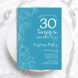 Invitation Surprise 30e fête d'anniversaire - Bleu clair Flor<br><div class="desc">Bleu clair Floral Surprise 30e anniversaire invitation de fête. Design moderne minimaliste avec accents botaniques et police de script de typographie. Carte invitation simple et féminine parfaite pour une célébration anniversaire surprise et élégante. Peut être customisé à n'importe quel âge.</div>