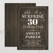 Invitation Surprise 30e fête d'anniversaire - Bois rustique (Devant / Derrière)