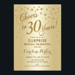 Invitation Surprise 30e fête d'anniversaire - Gold<br><div class="desc">Surprise 30th Birthday Party Invitation Design élégant avec fausse parties scintillant or. Comprend une police de script et des confettis. Bravo à 30 ans ! Message-moi si vous avez besoin d'un âge personnalisé.</div>