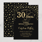Invitation Surprise 30e fête d'anniversaire - Gold Black (Devant / Derrière)