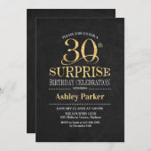 Invitation Surprise 30e fête d'anniversaire - Gold Black (Devant / Derrière)