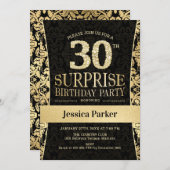 Invitation Surprise 30e fête d'anniversaire - Gold Black (Devant / Derrière)