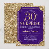 Invitation Surprise 30e fête d'anniversaire - Gold Purple (Devant / Derrière)