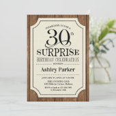 Invitation Surprise 30e fête d'anniversaire - Motif de bois (Debout devant)