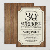Invitation Surprise 30e fête d'anniversaire - Motif de bois (Devant / Derrière)