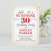 Invitation Surprise 30e fête d'anniversaire - Noir rouge blan (Debout devant)