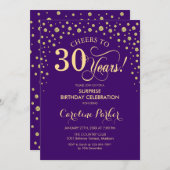 Invitation Surprise 30e fête d'anniversaire - Purple Gold (Devant / Derrière)