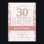 Invitation Surprise 30e fête d'anniversaire - Rose Gold White<br><div class="desc">Invitation surprise 30e anniversaire de fête en or blanc et rose. Elégante carte invitation avec fausse parties scintillant rose or et diamants. Design classique parfait pour une soirée élégante. S'il vous plaît,  envoyez-moi un message si vous avez besoin d'un âge personnalisé.</div>