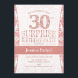 Invitation Surprise 30e fête d'anniversaire - Rose Gold White<br><div class="desc">Invitation surprise 30e anniversaire de fête en or blanc et rose. Elégante carte invitation avec fausse parties scintillant rose or et diamants. Design classique parfait pour une soirée élégante. S'il vous plaît,  envoyez-moi un message si vous avez besoin d'un âge personnalisé.</div>