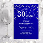 Invitation Surprise 30e fête d'anniversaire - Royal Blue Silv<br><div class="desc">Invitation de fête du 30e anniversaire surprise. Design élégant en bleu royal et faux argent parties scintillant. Fonctionne la police de script et les confettis de diamants. Bravo à 30 ans ! Message-moi si vous avez besoin d'une personnalisation plus poussée.</div>