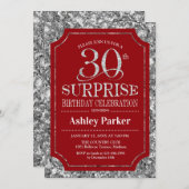Invitation Surprise 30e fête d'anniversaire - Silver Red (Devant / Derrière)