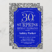 Invitation Surprise 30e fête d'anniversaire - Silver Royal Bl (Devant / Derrière)