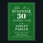 Invitation Surprise 30e fête d'anniversaire - Vert Blanc<br><div class="desc">Invitation de fête du 30e anniversaire surprise. Design simple et élégant,  vert et blanc. Célébration anniversaire surprise pour l'homme ou la femme. Peut être customisé à n'importe quel âge!</div>