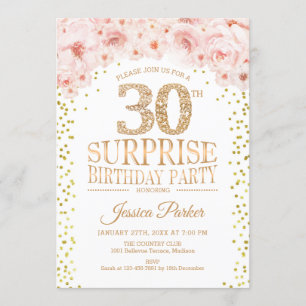 Invitation Surprise 30e fête d'anniversaire - White Gold Pink
