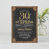Invitation Surprise 30e fête d'anniversaire - Wood Gold (Debout devant)