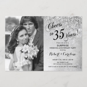Invitation Surprise 35e anniversaire avec photo - Argent