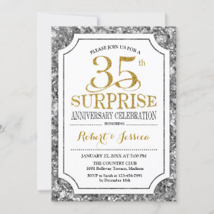 Invitation Surprise 35e anniversaire de mariage - Argent Or
