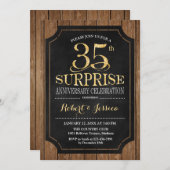 Invitation Surprise 35e anniversaire de mariage - Bois Or (Devant / Derrière)