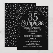Invitation Surprise 35e anniversaire de mariage - Noir et arg (Devant / Derrière)