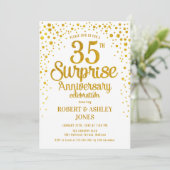 Invitation Surprise 35e anniversaire de mariage - Or & Blanc (Debout devant)