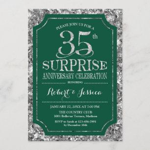 Invitation Surprise 35e anniversaire de mariage - Vert Argent