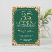 Invitation Surprise 35e anniversaire de mariage - Vert Or (Debout devant)