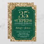 Invitation Surprise 35e anniversaire de mariage - Vert Or (Devant / Derrière)