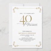 Invitation Surprise 40 & Fabulous Black & Gold Birthday (Devant)