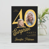 Invitation Surprise 40 modern 2 photo 40th birthday (Debout devant)