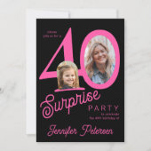 Invitation Surprise 40 modern 2 photo 40th birthday  (Devant)