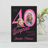 Invitation Surprise 40 modern 2 photo 40th birthday  (Debout devant)