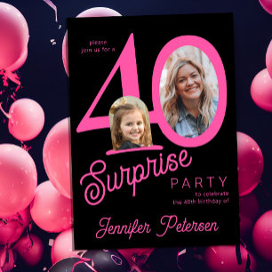 Invitation Surprise 40 moderne 2 photo 40e anniversaire