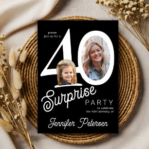 Invitation Surprise 40 moderne 2 photo 40e anniversaire