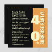 Invitation SURPRISE 40e année Anniversaire Or et noir W577 (Devant / Derrière)