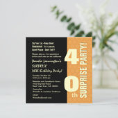 Invitation SURPRISE 40e année Anniversaire Or et noir W577 (Debout devant)