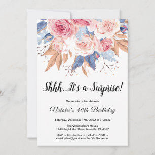 Invitation Surprise 40e anniversaire Aquarelle Botanique Flor