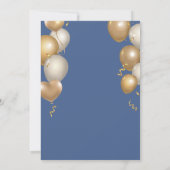 Invitation Surprise 40e anniversaire Ballons bleu et or (Dos)