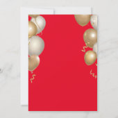Invitation Surprise 40e anniversaire Ballons rouge et or (Dos)