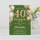 Invitation Surprise 40e anniversaire Ballons verts et or (Debout devant)