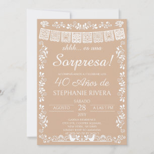 Invitation surprise 40e anniversaire Beige Papel P