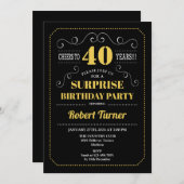 Invitation Surprise 40e anniversaire - Black Gold (Devant / Derrière)