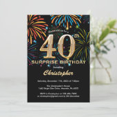 Invitation Surprise 40e anniversaire Black Gold Rainbow Firew (Debout devant)