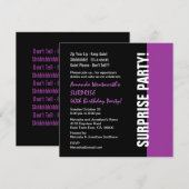 Invitation SURPRISE 40e anniversaire Black Purple W1466 (Devant / Derrière)