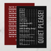 Invitation SURPRISE 40e anniversaire Black White Red C321 (Devant / Derrière)