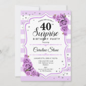Invitation Surprise 40e anniversaire -Blanc pourpre (Devant)