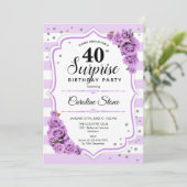 Invitation Surprise 40e anniversaire -Blanc pourpre (Debout devant)
