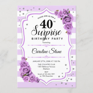 Invitation Surprise 40e anniversaire -Blanc pourpre