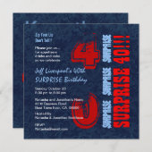 Invitation SURPRISE 40e anniversaire Bleu rouge blanc W604 (Devant / Derrière)